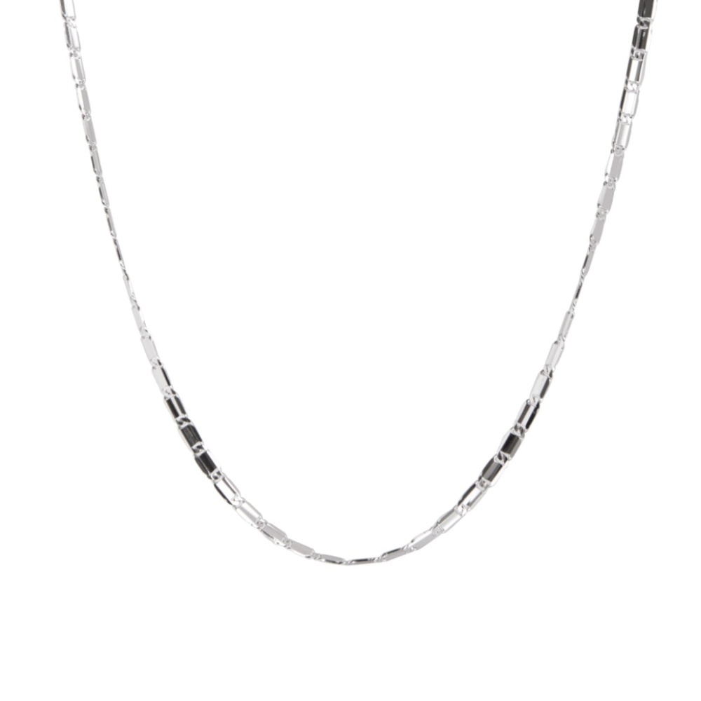 Rhodium Plated Box Chain Necklace 1mm – 15” + 1.2” Extender – Last One